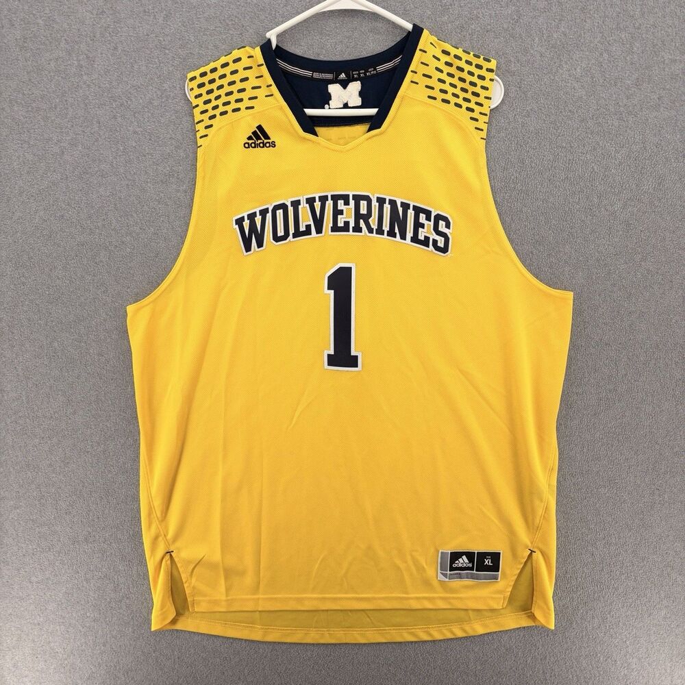 Adidas Michigan Wolverines #1 Basketball Jersey Mens XL Yellow NCAA Maize